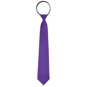 Zipper Ties Pre-Tied Necktie Satin Shine Solid Color Tie Neck Purple